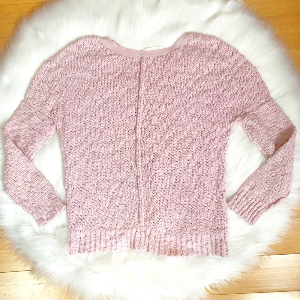 Free People Open Knit Songbird Sweater Pink XS - Picture 7 of 8